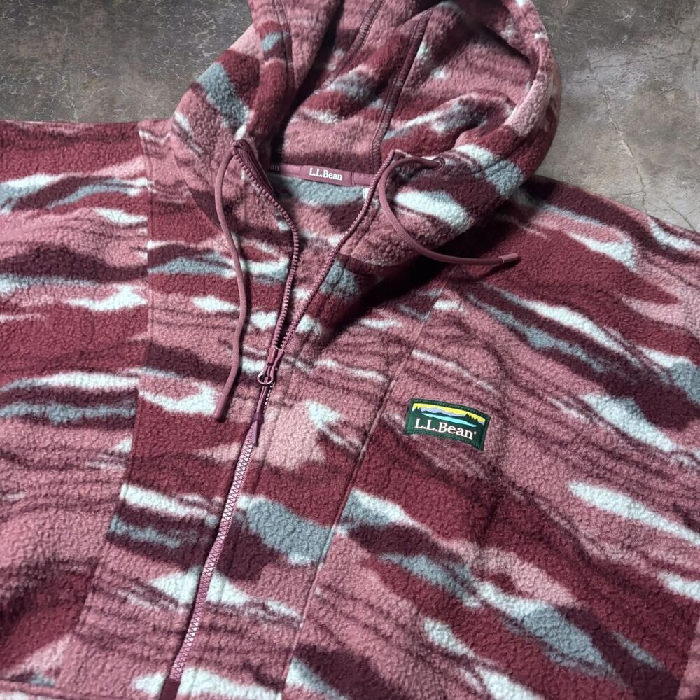 L.L.Bean Fleece Pullover Women’s XL Pink Camo 1/4 Zip Hoodie Outdoor